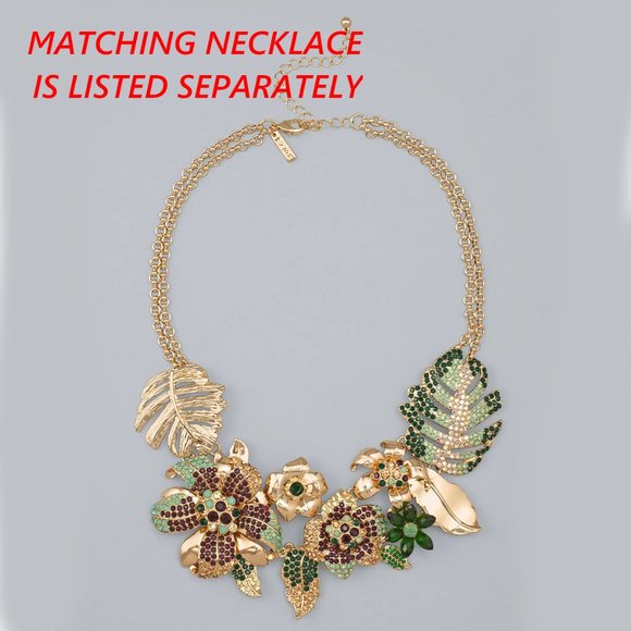 WHBM GOLDTONE PAVÉ CHEETAH DROP HOOP EARRINGS - Picture 5 of 5